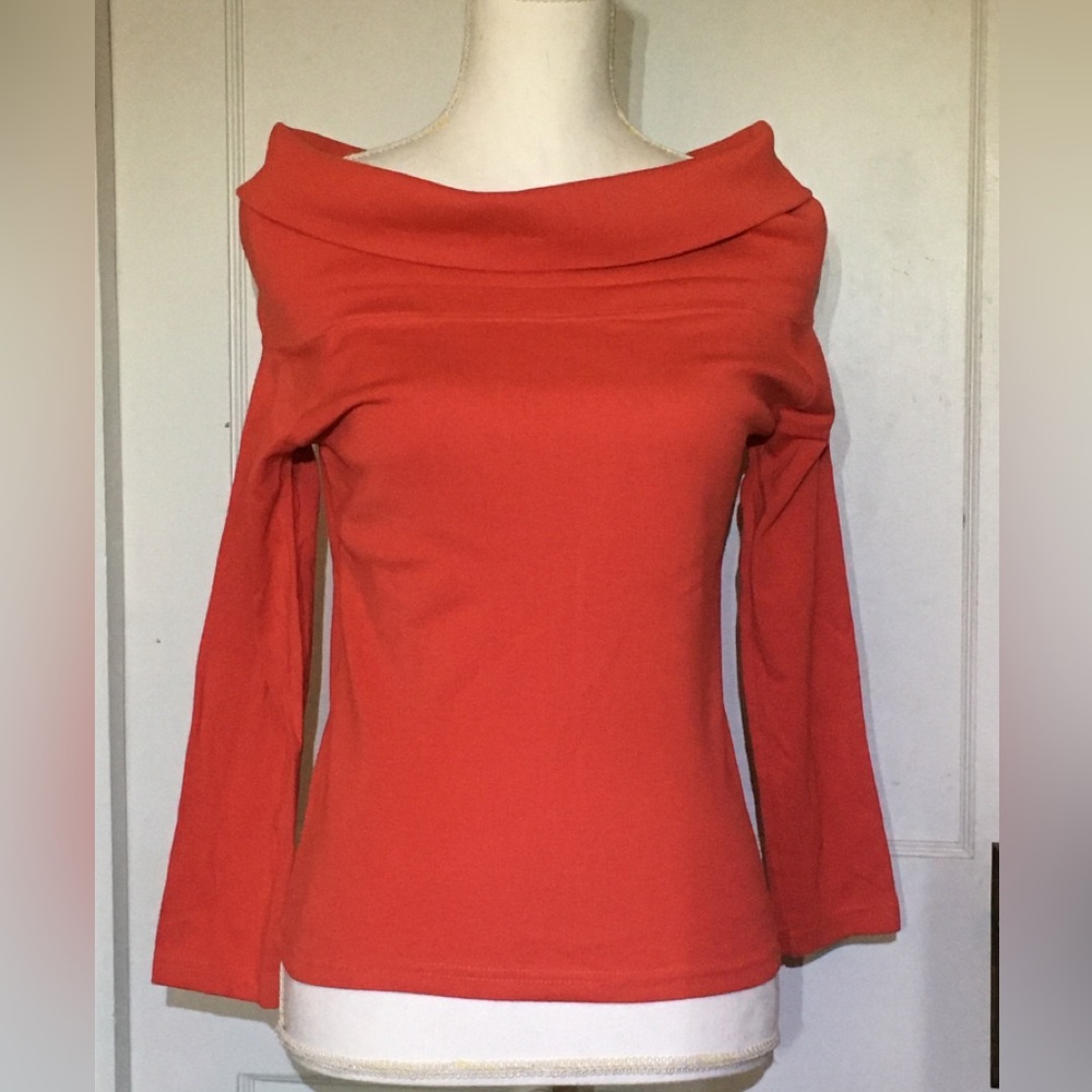 Off-Shoulder Long Sleeve Red Top